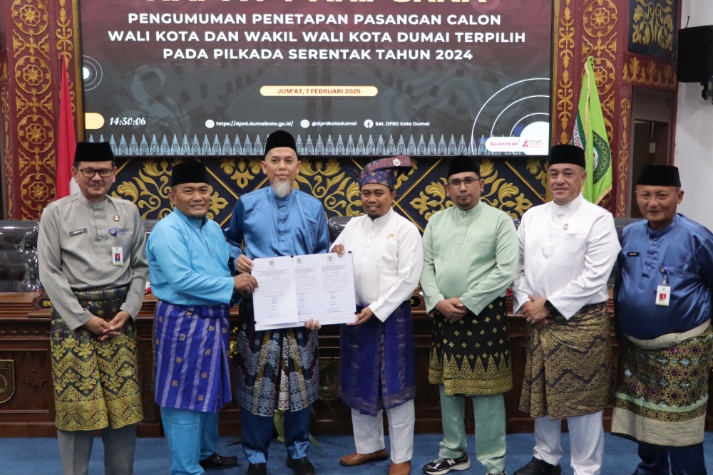 DPRD Dumai Paripurnakan Pengumuman Penetapan Paslon Wali Kota dan Wakil Wali Kota TerpilihÂ