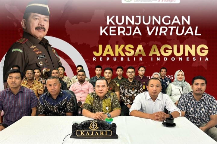 Plt. Kajari SBB Beserta Para Kasi dan Jajaran Ikuti Kunjungan Kerja Virtual Jaksa Agung RIÂ