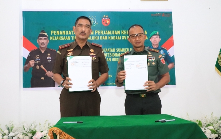 Kajati Maluku Bersama Kodam XV Pattimura Tandatangani Perjanjian KerjasamaÂ 