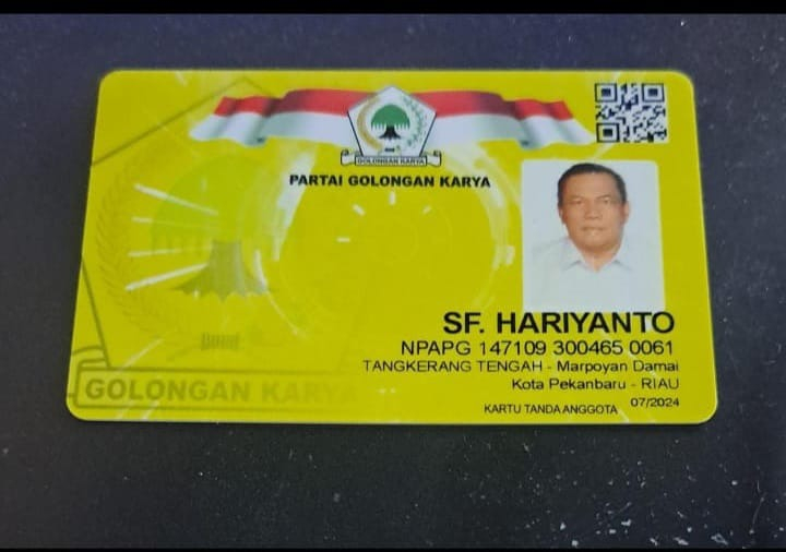 SF Hariyanto Resmi Anggota Golkar, Suparman: InsyaAllah Ketua Golkar Riau
