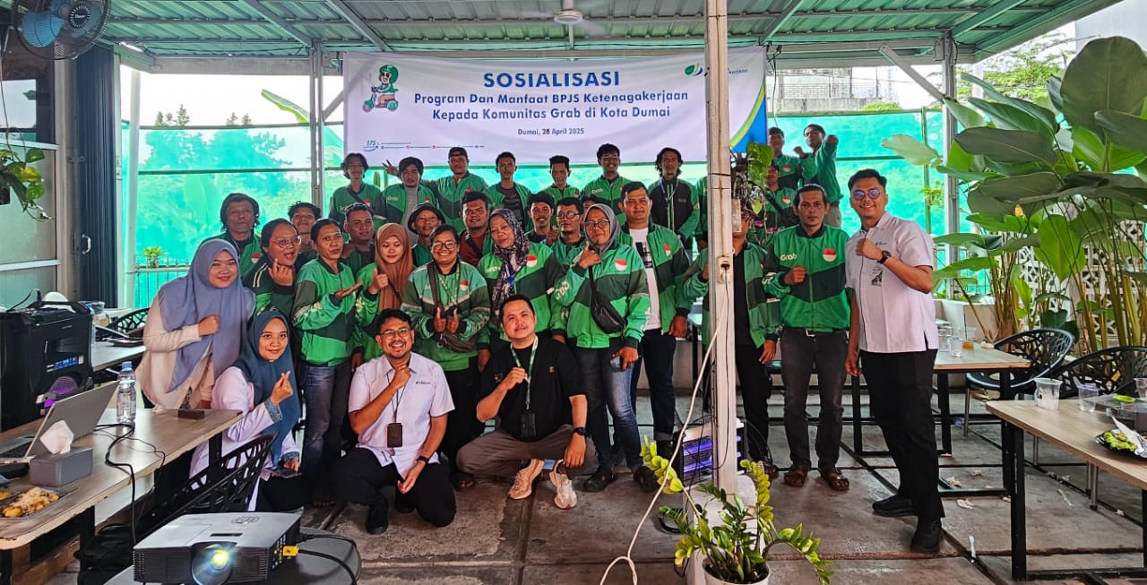 BPJS Ketenagakerjaan Gencarkan Sosialisasi Perlindungan Bagi Komunitas Grab Kota Dumai