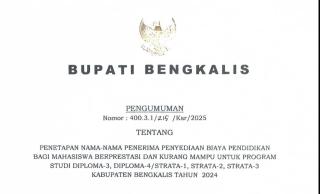 Tepati Janji, Pemkab Bengkalis Umumkan Penerima Beasiswa 2024