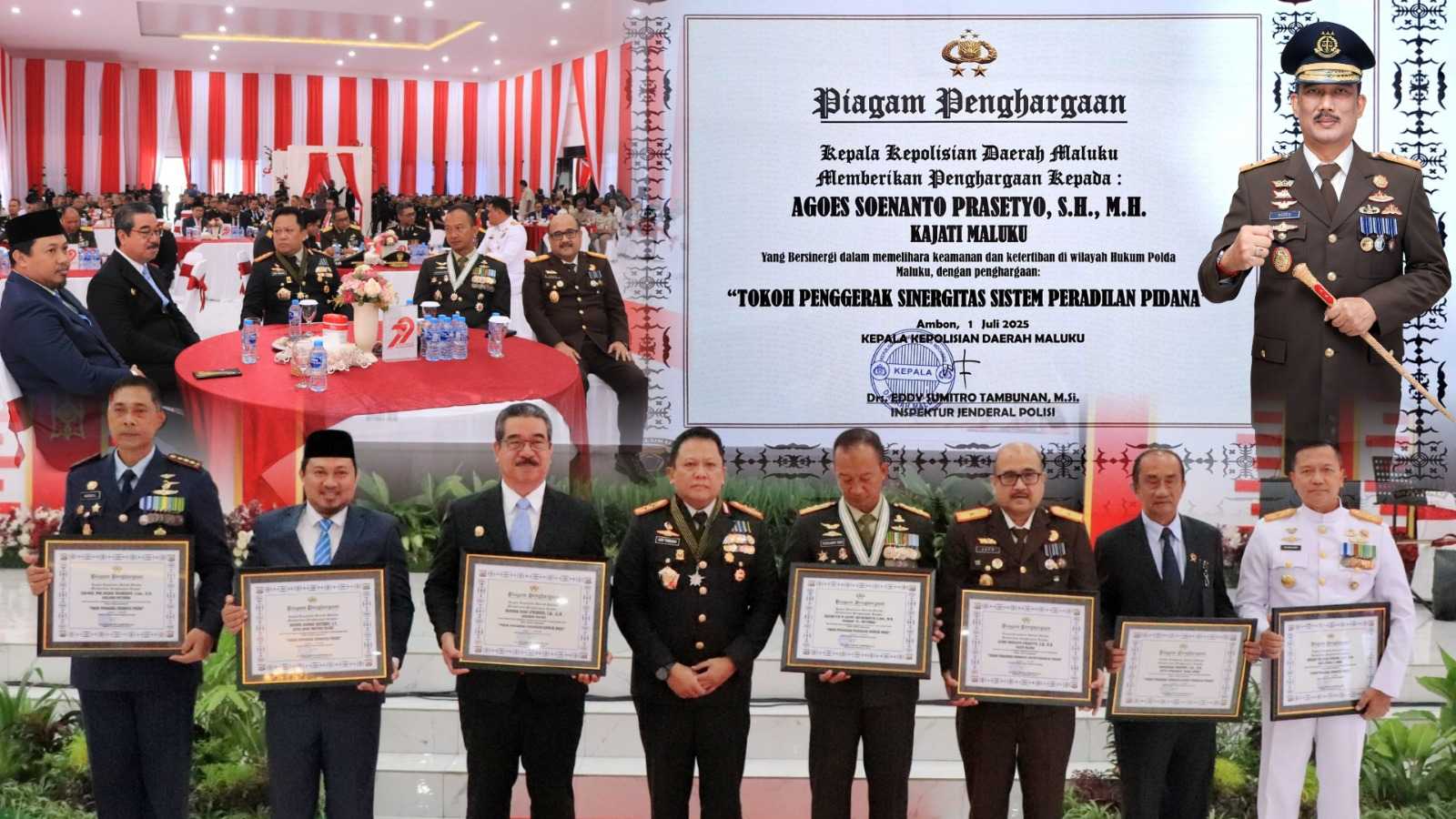 Kajati Agoes SP Raih Penghargaan Tokoh Penggerak Sinergitas Sistem Peradilan Pidana Provinsi Maluku