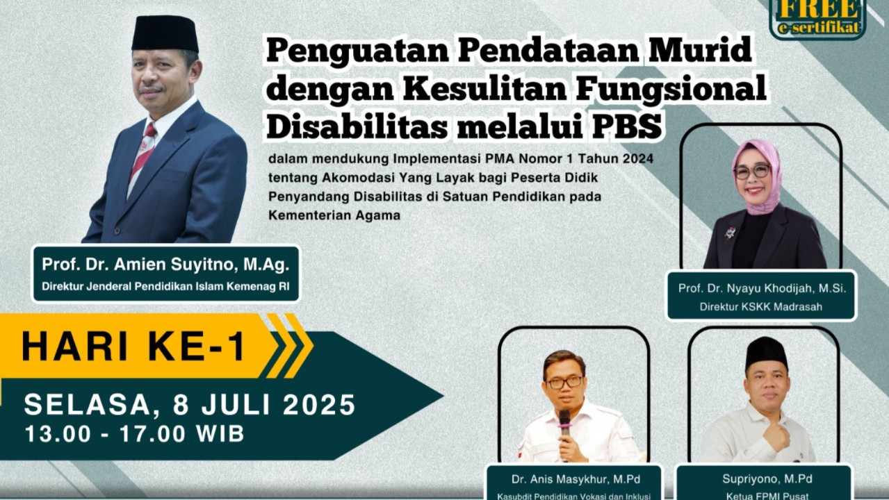 Kemenag Data Siswa Madrasah dengan Kesulitan Fungsional Disabilitas
