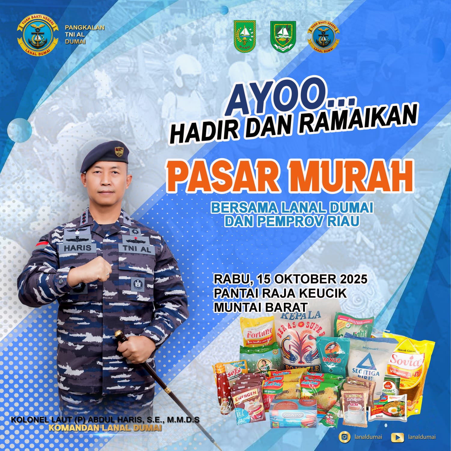 Besok, Lanal Dumai dan Pemprov Riau Gelar Pasar Murah di Pantai Raja Kecik