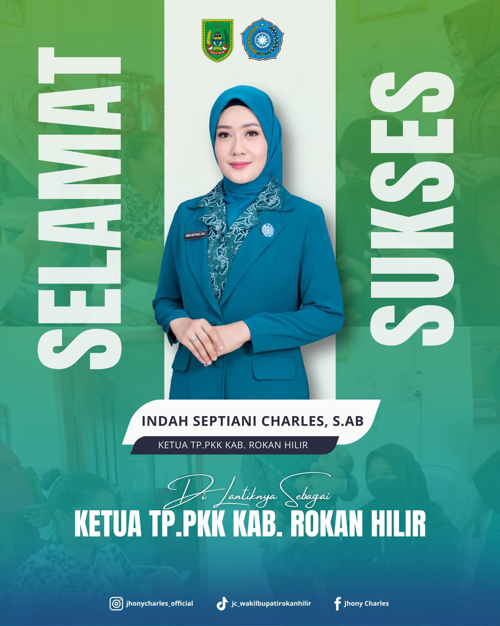 Indah Septiani Charles S.AB Resmi Jadi Ketua TP PKK Rokan Hilir