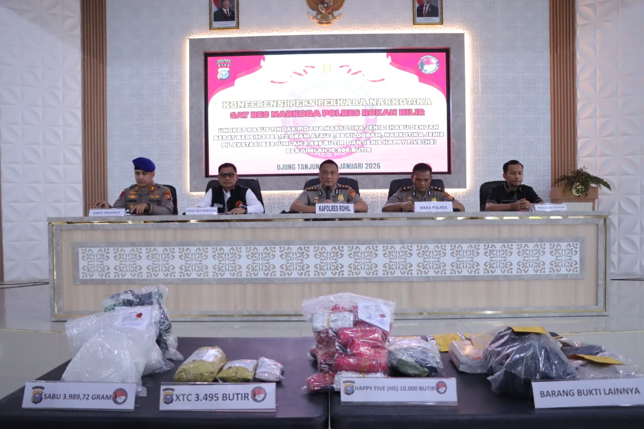 Satreskoba Polres Rohil Ungkap Jaringan Narkotika Internasional
