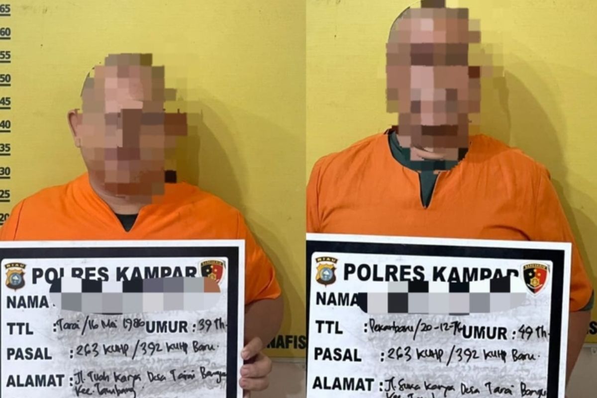 Kades dan Mantan Sekdes Ditangkap atas Pemalsuan Surat Tanah untuk Jalan Tol di Kampar