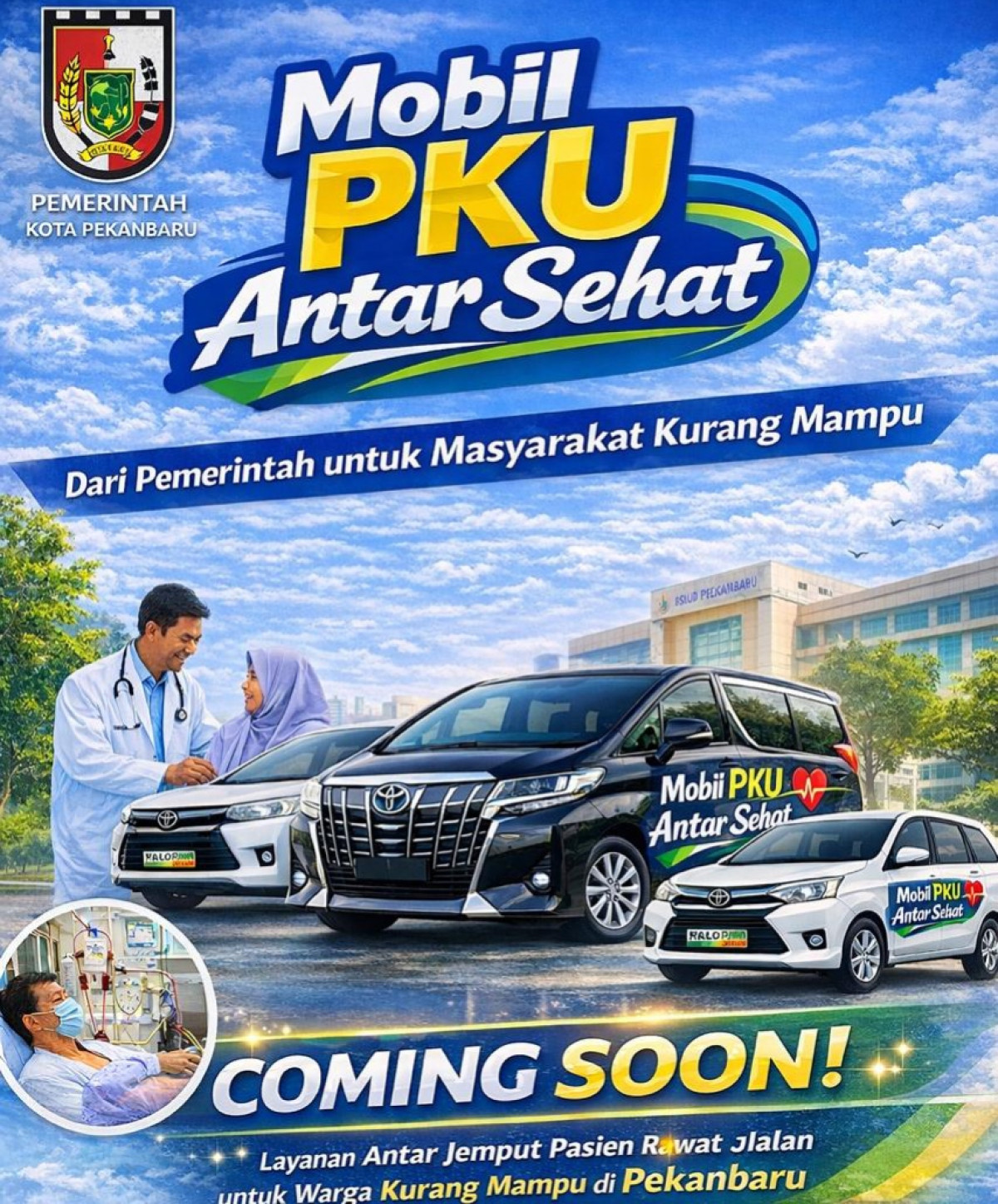 Pemko Pekanbaru Siapkan Layanan Antar Jemput Pasien Gratis, Mobil Dinas Wako Dialihfungsikan