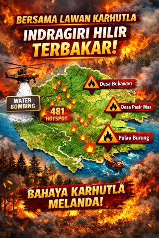 Karhutla Meluas di Indragiri Hilir, BPBD Ajukan Water Bombing ke Provinsi