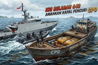 KRI Beladau-643 Tangkap Kapal Diduga Curi CPO di Selat Rupat