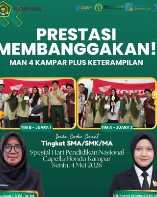 MAN 4 Kampar Sapu Bersih Juara LCC Hardiknas 2026, Borong Posisi 1 dan 2