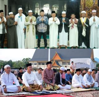 Bupati dan Wabup Meranti Salat Iduladha di Lokasi Berbeda