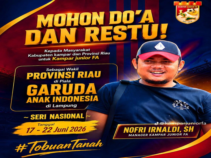 Kampar Junior FA Wakili Riau di Piala Garuda Anak Indonesia Nasional