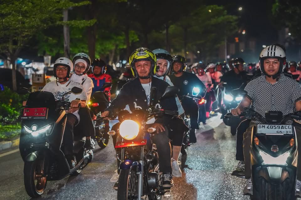 Night Ride HUT ke-242 Pekanbaru Meriah, Wako Agung Nugroho Touring Bersama Ribuan Rider