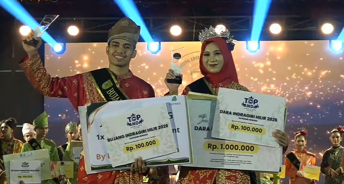 Bujang Dara Inhil 2026 Dinobatkan, Bupati Minta Pemenang Jadi Teladan dan Promotor Pariwisata Daerah