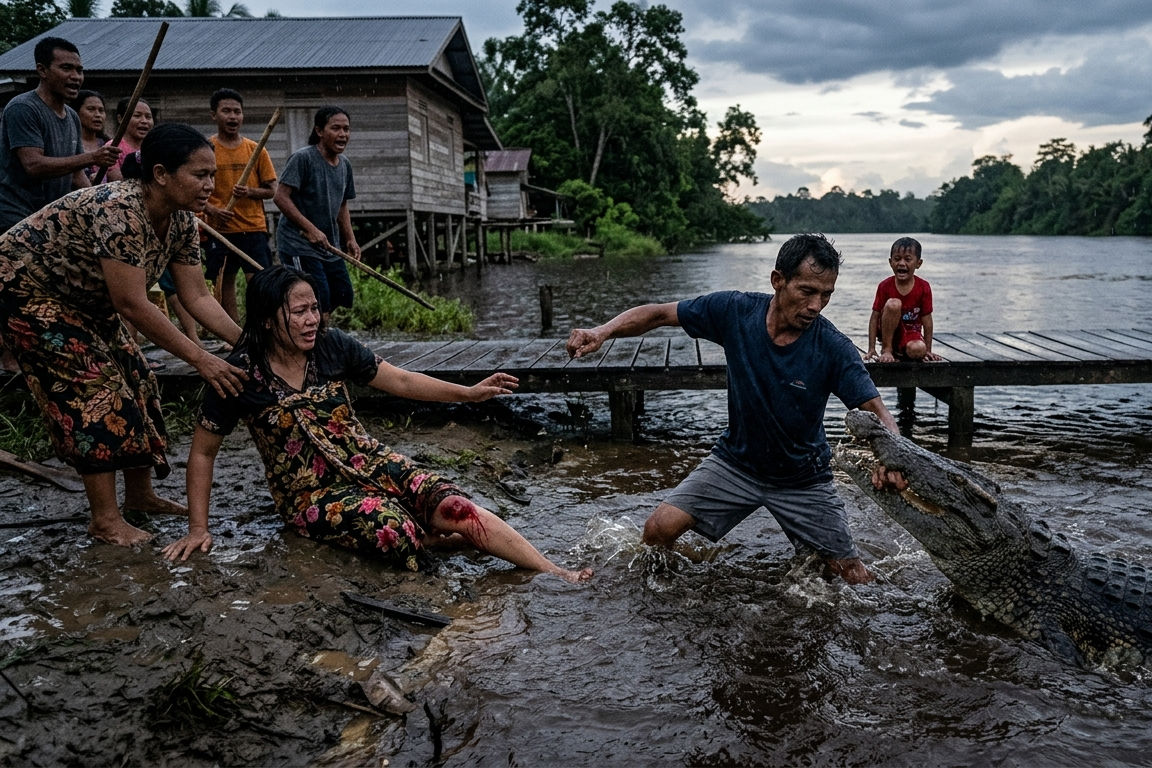 Heroik, Suami Selamatkan Istri dari Serangan Buaya di Inhil dengan Menusuk Mata Predator