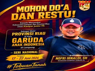 Wabup Kampar Lepas Tim Kampar Junior FA Berlaga di Piala Garuda Anak Indonesia