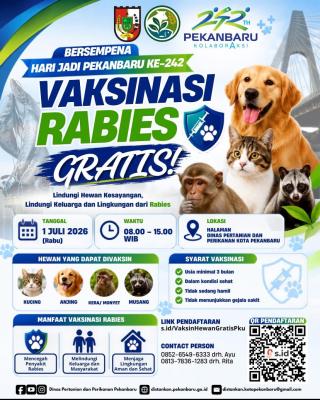 Cegah Penyebaran Rabies, Pemko Pekanbaru Sediakan Vaksin Gratis untuk 200 Hewan Peliharaan
