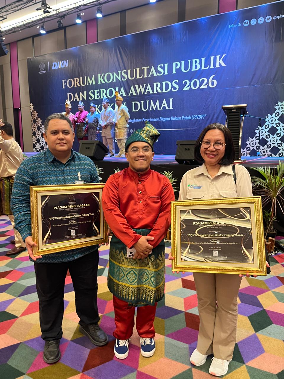 BPJS Ketenagakerjaan Dumai Raih Penghargaan Seroja Award 2026 dari KPKNL Dumai