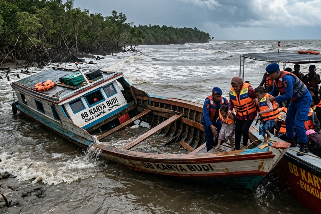 Dihantam Ombak Besar, Speedboat Rute Kuala Tungkal�Sungai Guntung Kandas di Pulau Busung