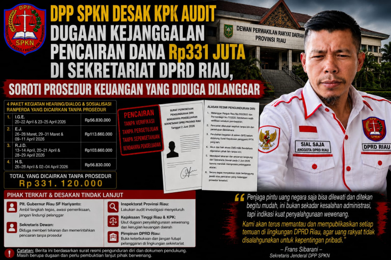 Hai Sekwan! Kenapa Rp331 Juta Dana Kegiatan 4 Anggota DPRD Riau Diam-diam Cair Tak Sesuai Prosedur?
