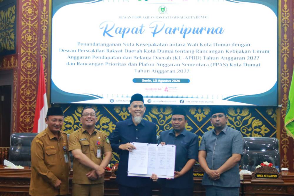 APBD Dumai 2027 Diproyeksi Rp1,76 Triliun, Pemko dan DPRD Sepakati KUA-PPAS