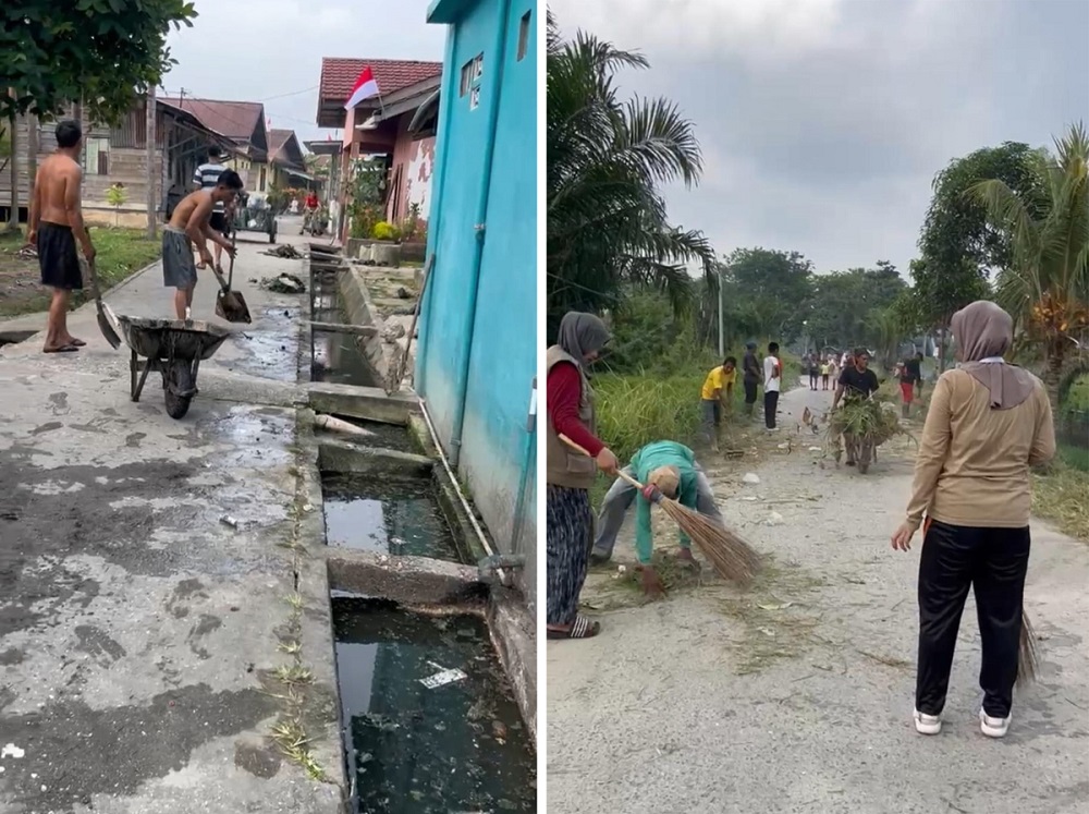 Peduli Lingkungan, Mahasiswa KKN Univrab Gandeng Warga Sri Meranti Gotong Royong