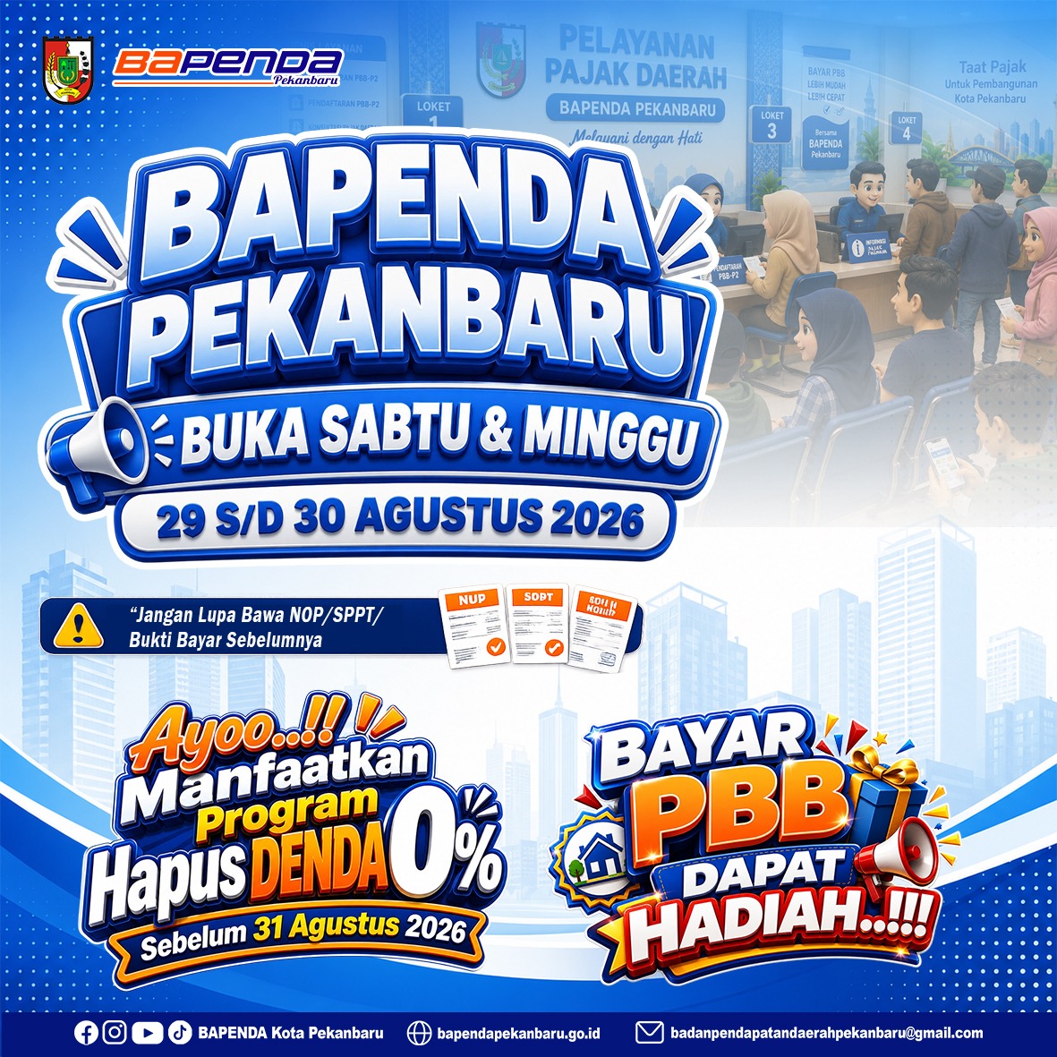 Jelang Jatuh Tempo, Bapenda Pekanbaru Buka Layanan PBB pada 29-30 Agustus