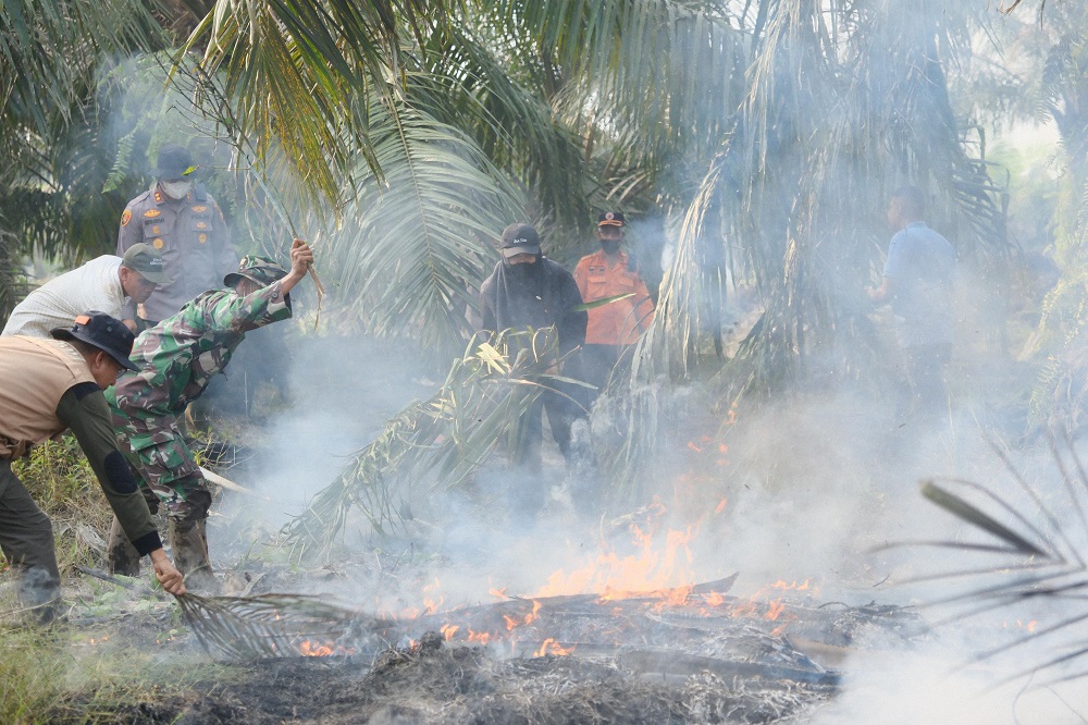 Bupati Afni Turun Langsung Padamkan Karhutla di Cagar Biosfer Tasik Betung
