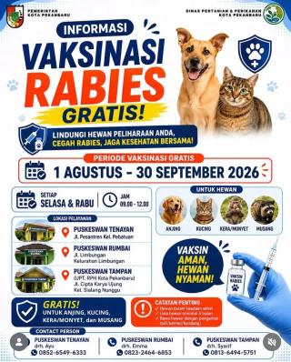 Distankan Pekanbaru Kembali Gelar Vaksinasi Rabies Gratis