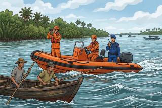 SAR Lakukan Pencarian Dua Korban Hilang Akibat Pompong Tenggelam di Meranti
