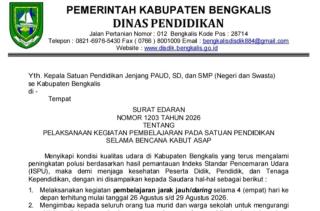 Kualitas Udara Memburuk, Sekolah di Bengkalis Beralih ke Pembelajaran Daring Empat Hari