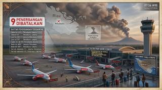 Erupsi Anak Krakatau Bikin 9 Penerbangan di Bandara SSK II Pekanbaru Batal