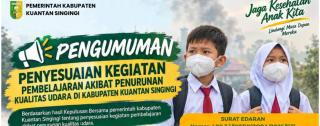 Kabut Asap Memburuk, Pemkab Kuansing Terapkan PJJ 10-11 September