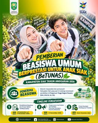 BeTUNAS 2026 Dibuka, Pemkab Siak Beri Peluang Beasiswa untuk Mahasiswa hingga Hafidz-Hafidzah