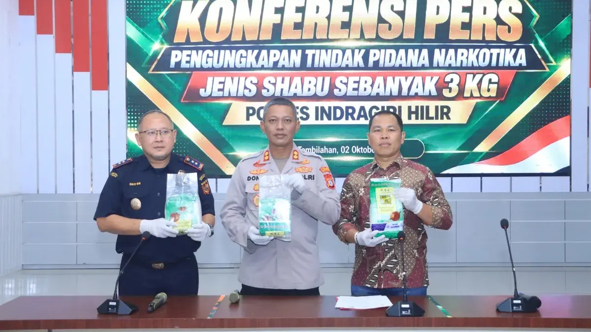 Polres Inhil dan Bea Cukai Bongkar Peredaran 3 Kg Sabu, Dua Tersangka Ditangkap