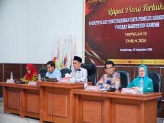 KPU Kampar Tetapkan 647.977 Pemilih, 13.479 Pemilih Baru Masuk Daftar PDPB